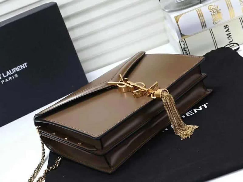 Saint Laurent Cassandra Monogram Clasp Bag Calfskin Brown 4