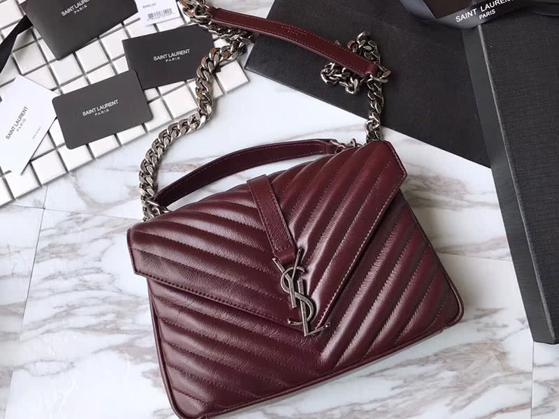 Saint Laurent Coll Ge Medium In Matelass Leather Burgundy 1