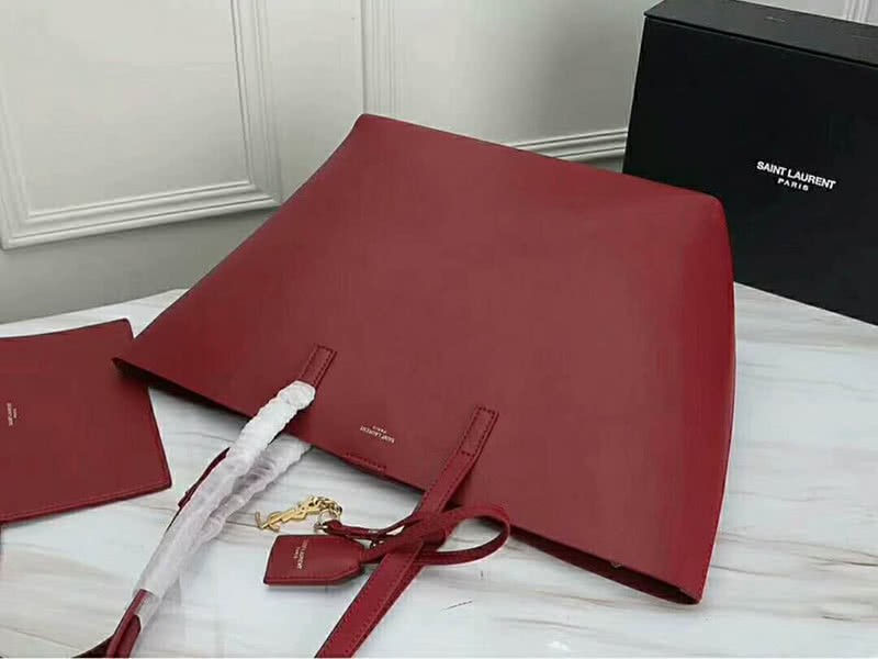 Saint Laurent Large Leather Ysl Shopper Tote Burgundy 4