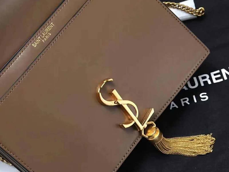 Saint Laurent Cassandra Monogram Clasp Bag Calfskin Brown 8