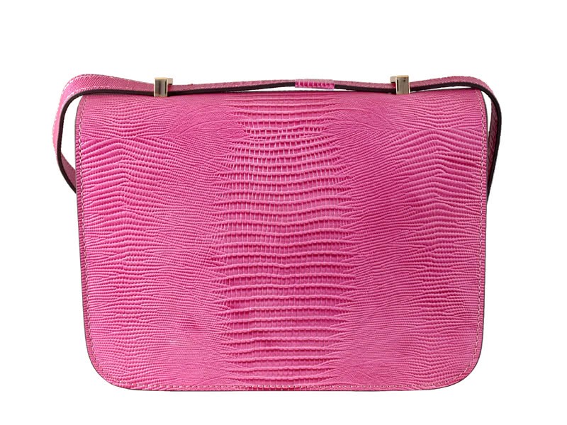 Hermes Constance 23 Single Shoulder Bag Lizard Leather Pink 4