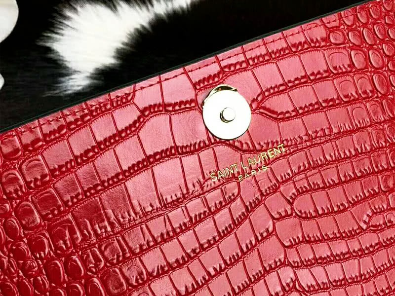 Saint Laurent Kate Medium With Tassel Crocodile Shiny Leather Red 7