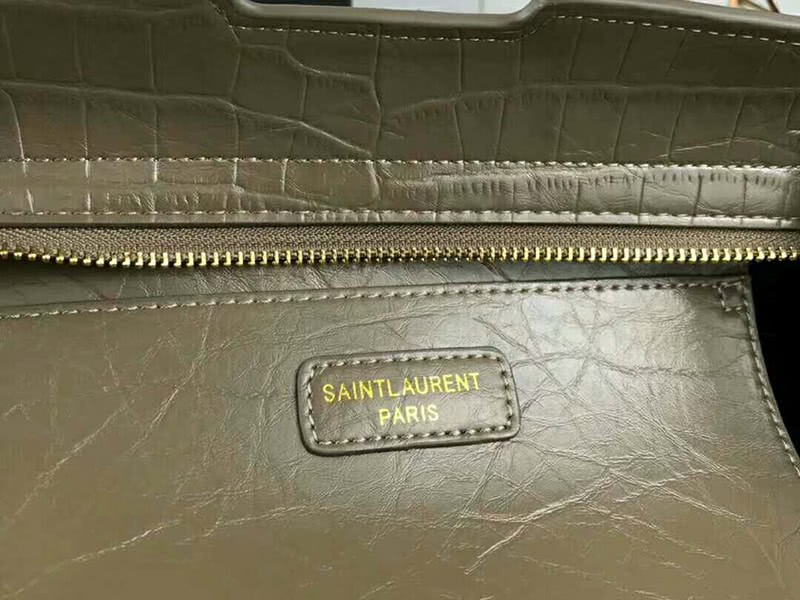 Saint Laurent Cabas Ysl Small In Smooth Leather Grey 8