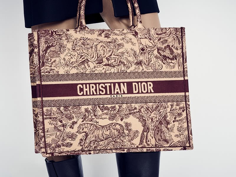 Dior Book Tote Toile De Jouy Bag Burgundy 10