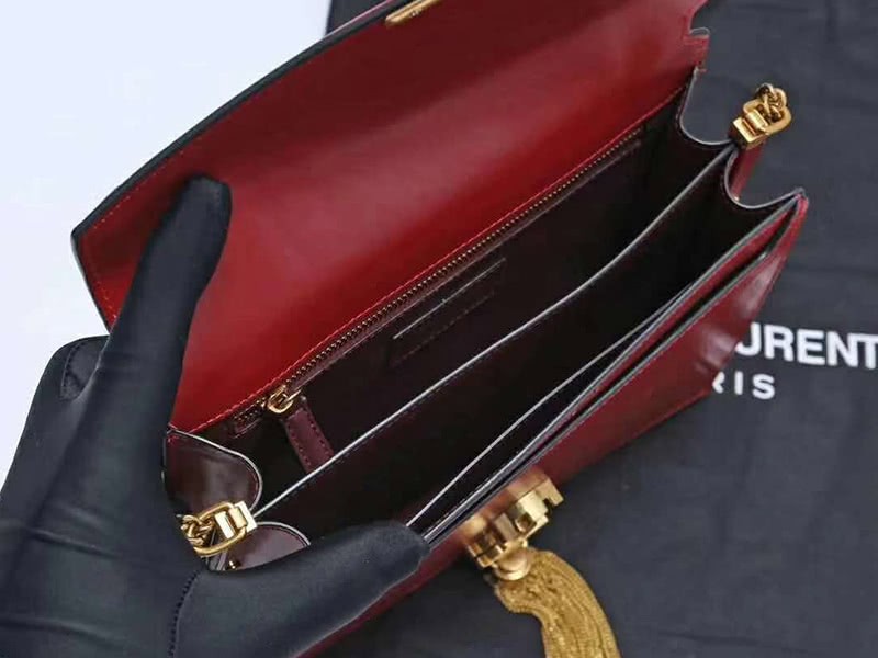 Saint Laurent Cassandra Monogram Clasp Bag Calfskin Red 9
