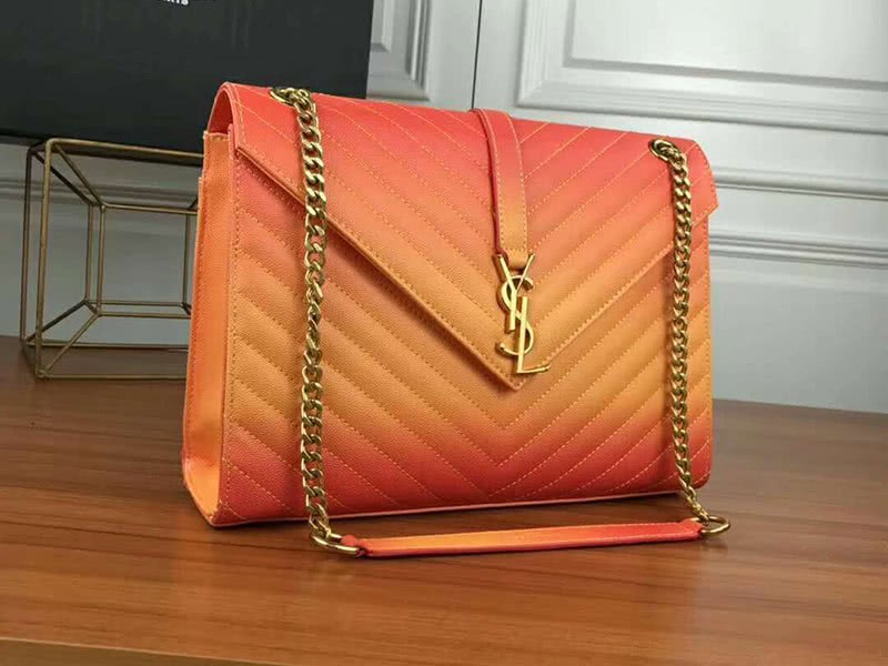 Saint Laurent Ysl Monogram Satchel In Orange Matelasse Leather 2