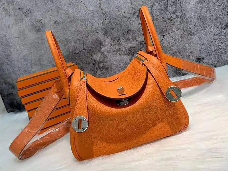 Hermes Mini Lindy Taurillon Clemence 20 Gold Hardware Orange 1