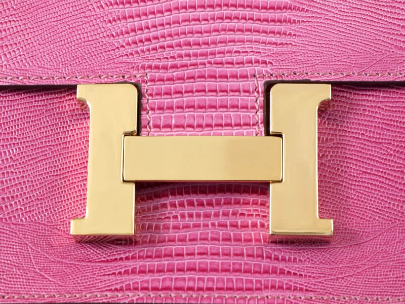 Hermes Constance 23 Single Shoulder Bag Lizard Leather Pink 6