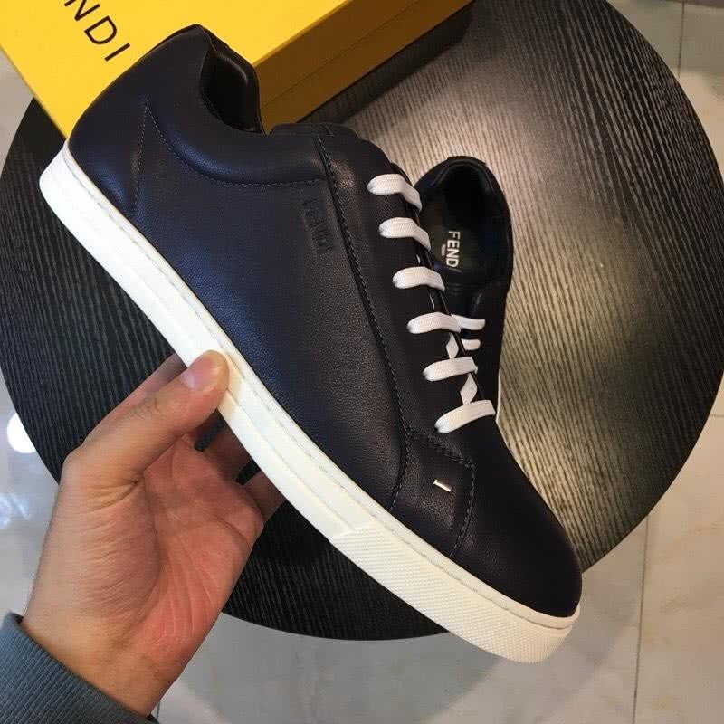 Fendi Sneakers Leather Black Upper White Shoelaces And Sole Men 4