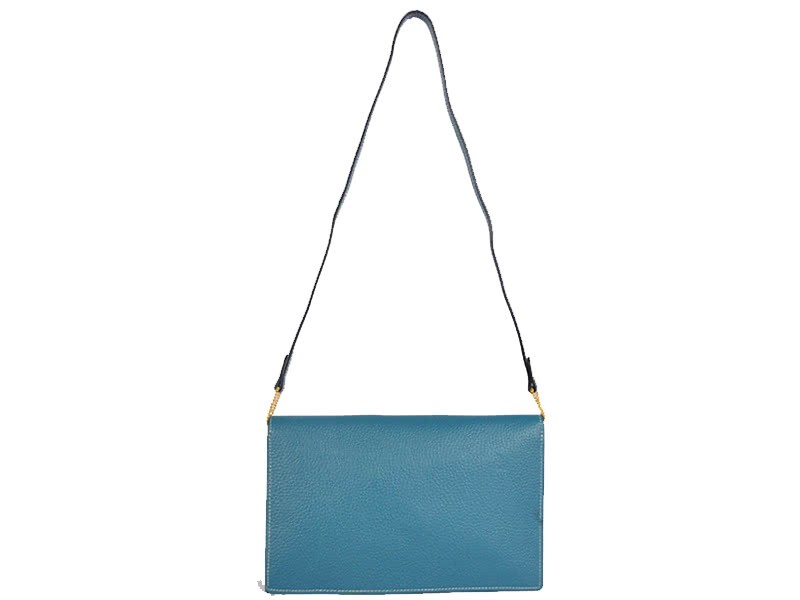 Hermes Pilot Envelope Clutch Blue With Gold Hardware 3