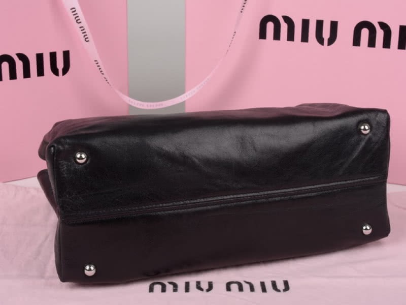 Miu Miu Glazed Leather Tote Black 4