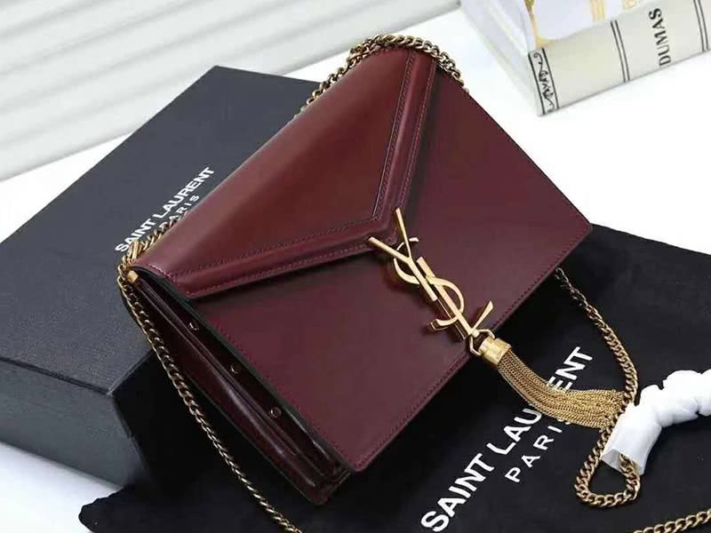 Saint Laurent Cassandra Monogram Clasp Bag Calfskin Burgundy 2