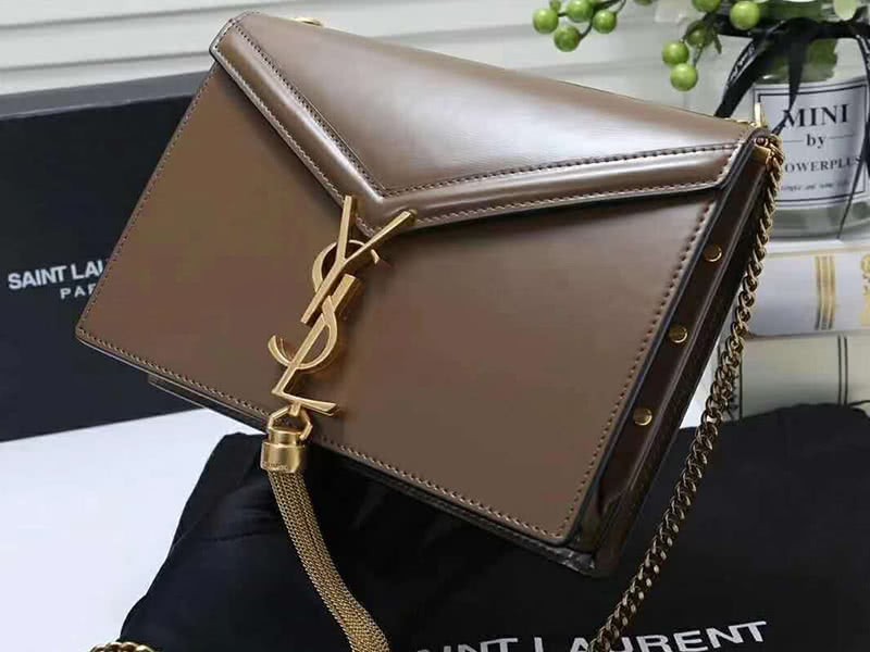 Saint Laurent Cassandra Monogram Clasp Bag Calfskin Brown 2