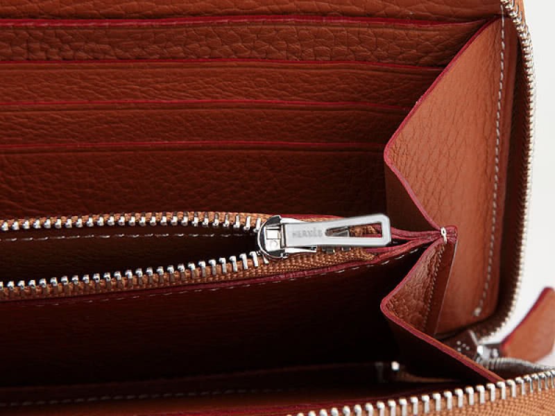 Hermes Zipper Wallet Original Leather Camel 4
