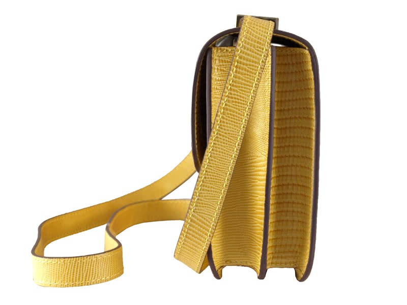 Hermes Constance 23 Single Shoulder Bag Lizard Leather Yellow 3