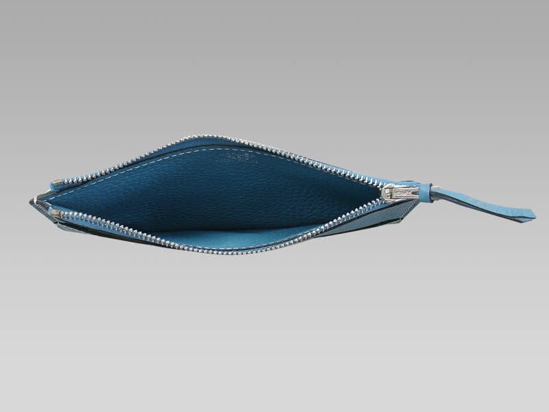 Hermes Dogon Togo Leather Wallet Purse Blue 10