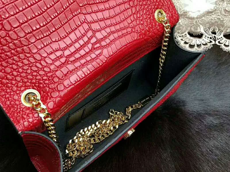 Saint Laurent Kate Medium With Tassel Crocodile Shiny Leather Red 8