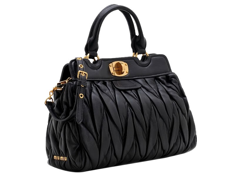 Miu Miu Matelasse Double Handle Satchel Black 2