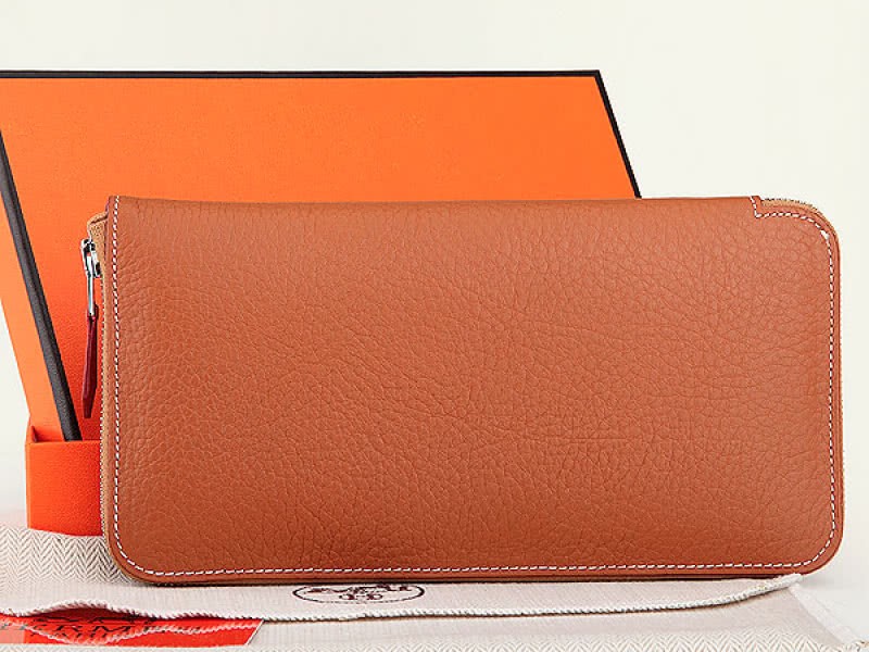 Hermes Zipper Wallet Original Leather Camel 2