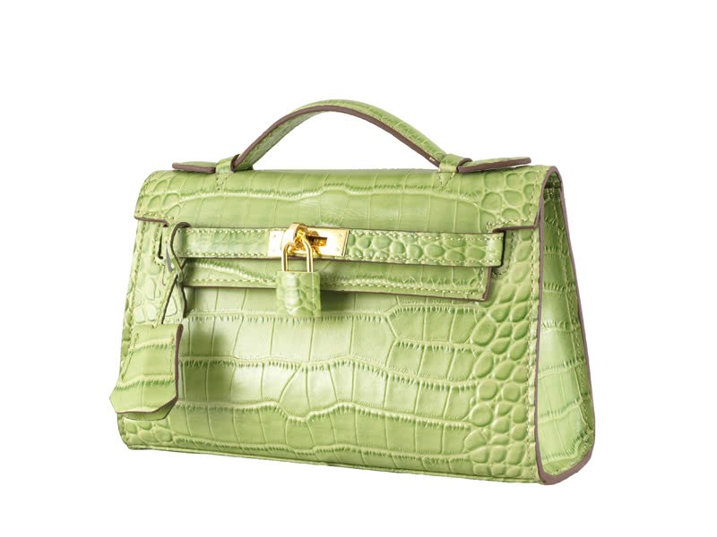 Hermes Matte Kelly Pochette Crocodile Green 2