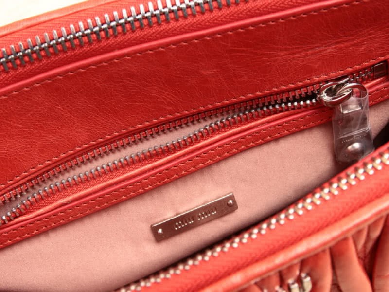 Miu Miu Glazed Matelasse Leather Mini Shoulder Bag Orange 5