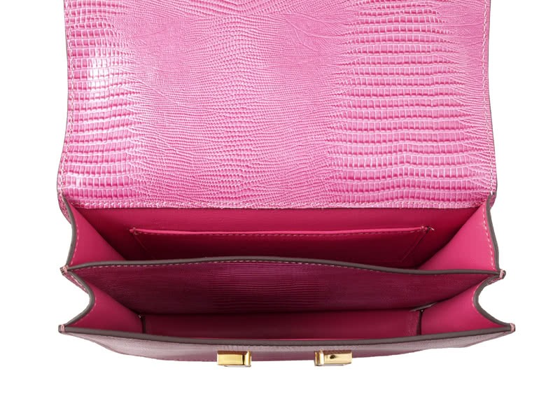 Hermes Constance 23 Single Shoulder Bag Lizard Leather Pink 9