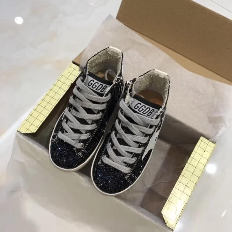 Golden Goose∕GGDB Kids Francy Sneaker Antique style Blue and Black paillette 1