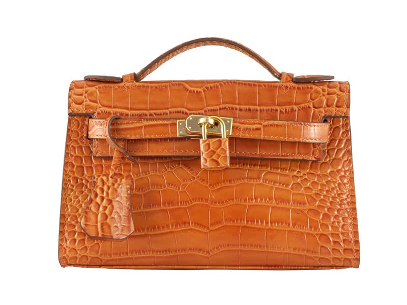 Hermes Matte Kelly Pochette Crocodile Fauve 1