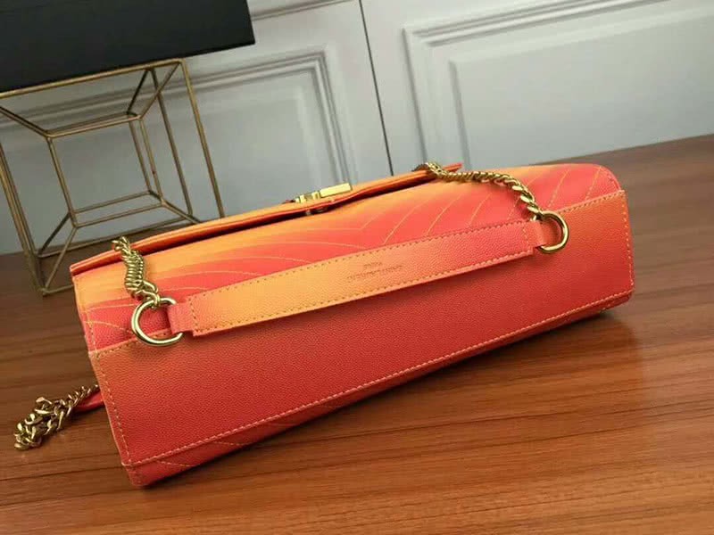 Saint Laurent Ysl Monogram Satchel In Orange Matelasse Leather 7