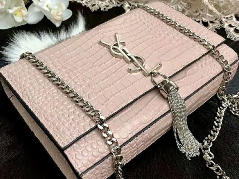 Saint Laurent Kate Medium With Tassel Crocodile Shiny Leather Light Pink 4