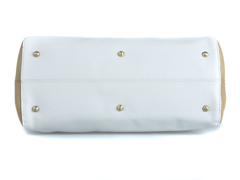 Spring Summer 2012 Fendi Colorblock Chameleon Convertible Tote Beige White Brown 5