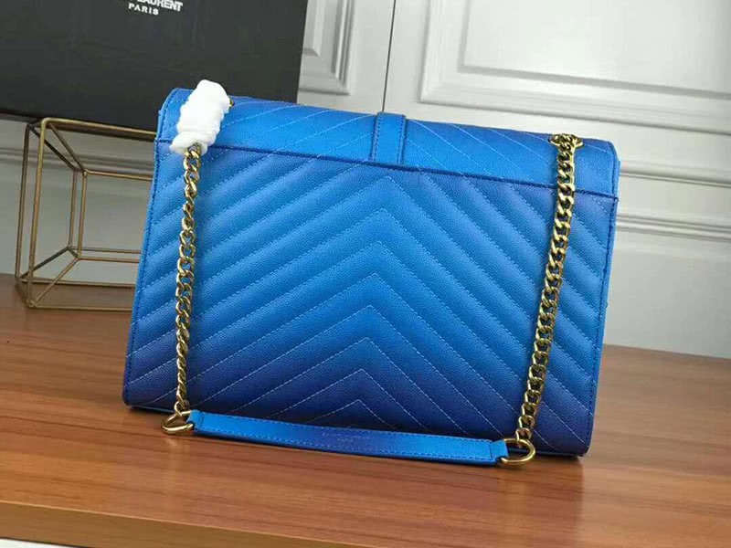 Saint Laurent Ysl Monogram Satchel In Blue Matelasse Leather 2
