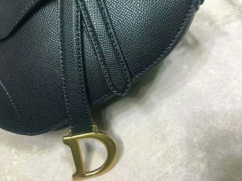 Dior Mini Saddle Calfskin Bag Gold Hardware Black m0447s 7