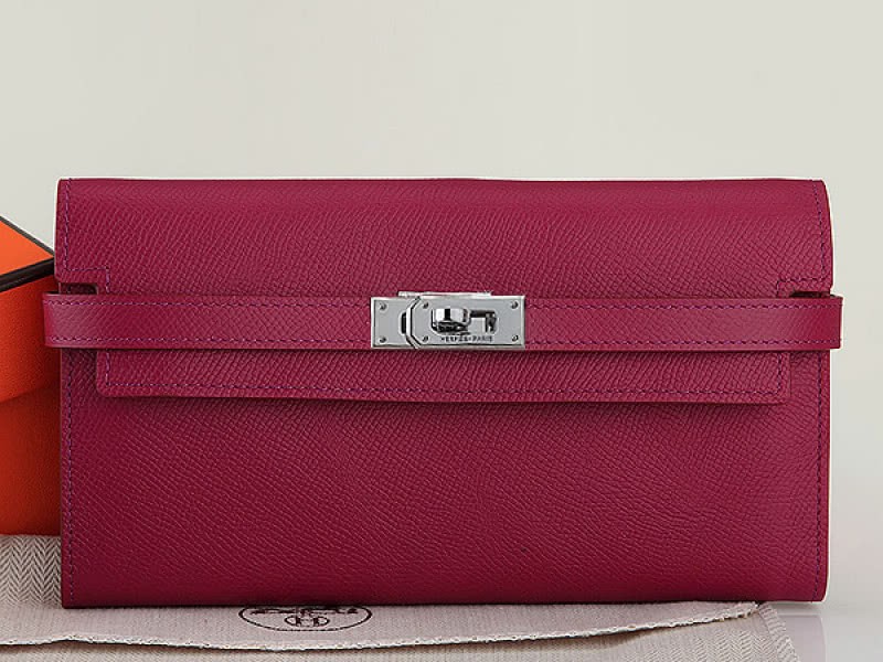 Hermes Epsom Original Calfskin Kelly Long Wallet Burgundy 1
