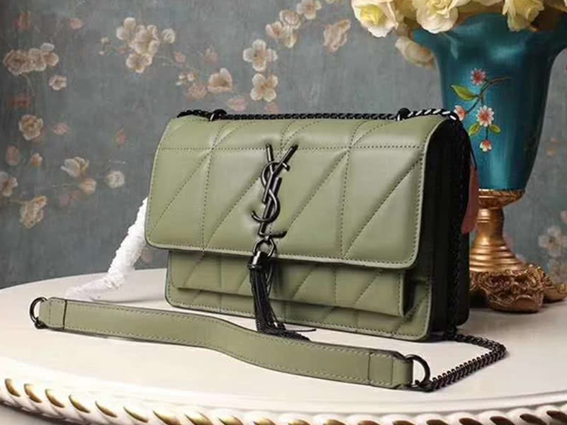 Saint Laurent Jamie Medium Carre Rive In Clafskin Green 1