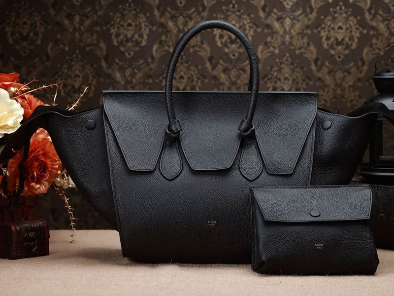 Celine Tie Nano Top Handle Bag Leather Black 1