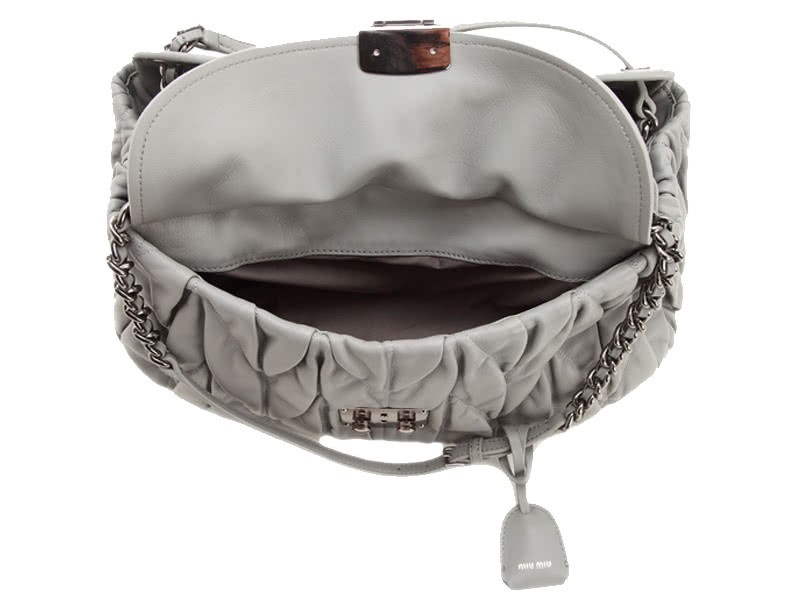 Miu Miu Matelasse Shoulder Bag Grey 8
