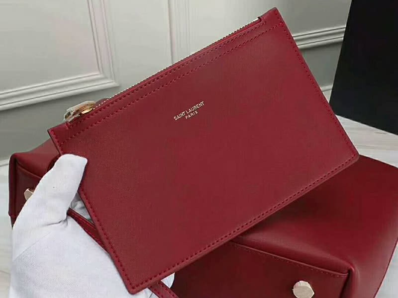 Saint Laurent Large Leather Ysl Shopper Tote Burgundy 5