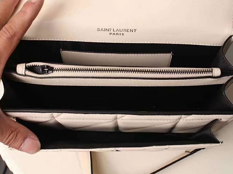 Saint Laurent Jamie Medium Carre Rive In Clafskin Cream 8