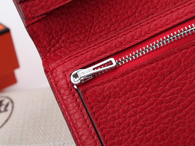 Hermes Dogon Togo Original Calfskin Bearn Japonaise Bi-Fold Wallet Red 6