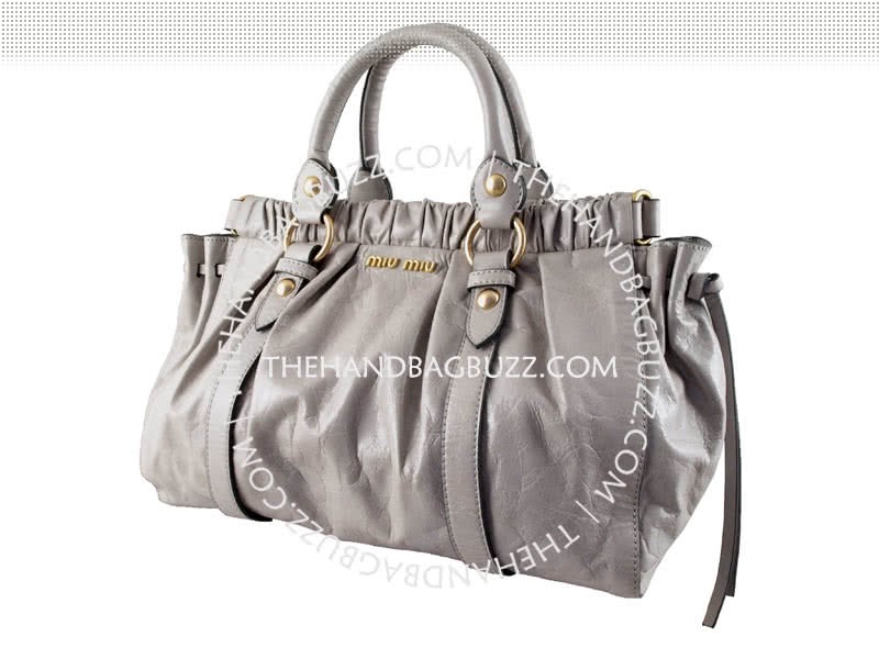 Miu Miu Cowhide Leather Tote Grey 2