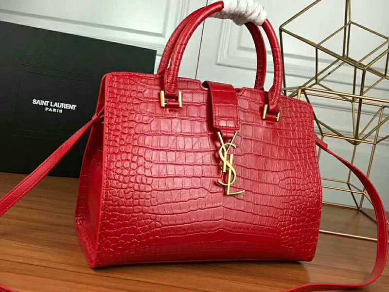 Saint Laurent Cabas Ysl Small In Smooth Leather Red 2