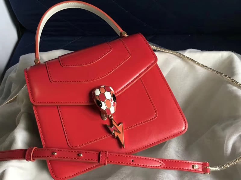 Bvlgari Flap Cover Serpenti Forever 18cm Calfskin White And Red 1