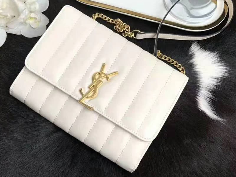 Saint Laurent Vicky Medium In Matelass Lambskin White 3