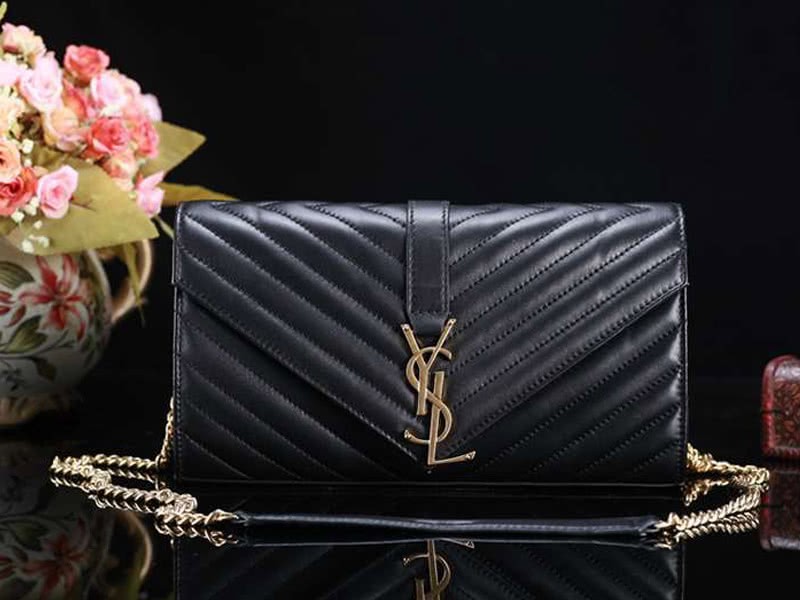 Ysl  Medium Monogramme Satchel  Black Lambskin Matelasse Leather 1