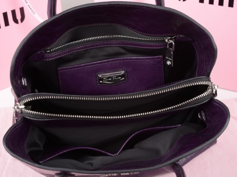 Miu Miu Glazed Leather Tote Purple 5