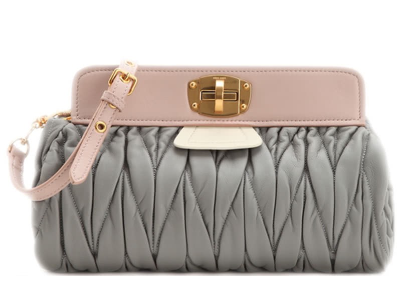 Miu Miu Matelasse Oversized Convertible Clutch Grey 2