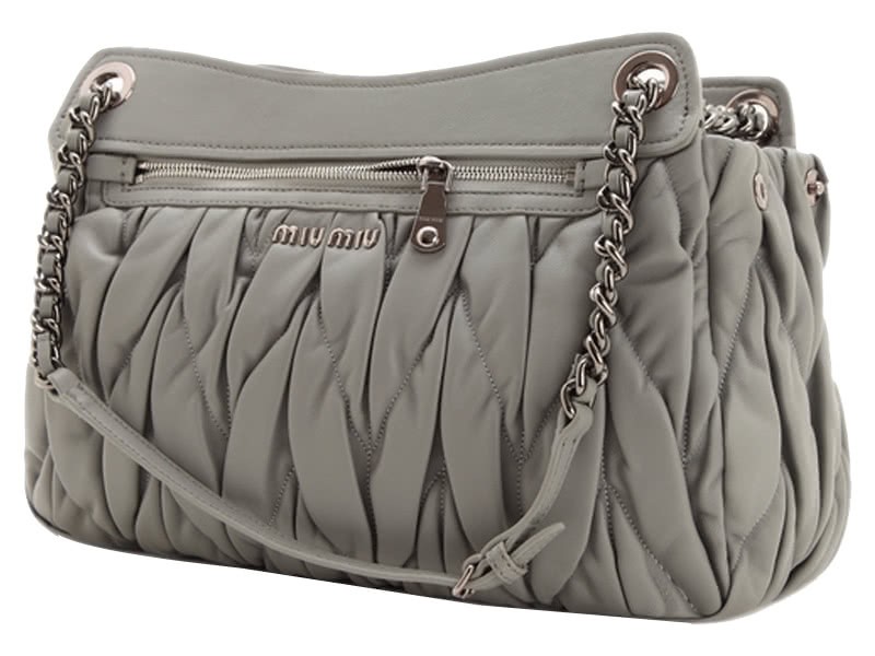 Miu Miu Matelasse Shoulder Bag Grey 7