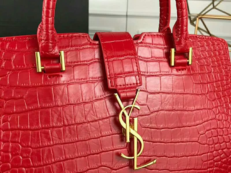 Saint Laurent Cabas Ysl Small In Smooth Leather Red 4