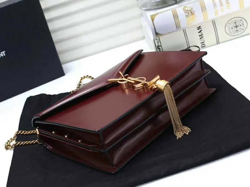 Saint Laurent Cassandra Monogram Clasp Bag Calfskin Burgundy 4